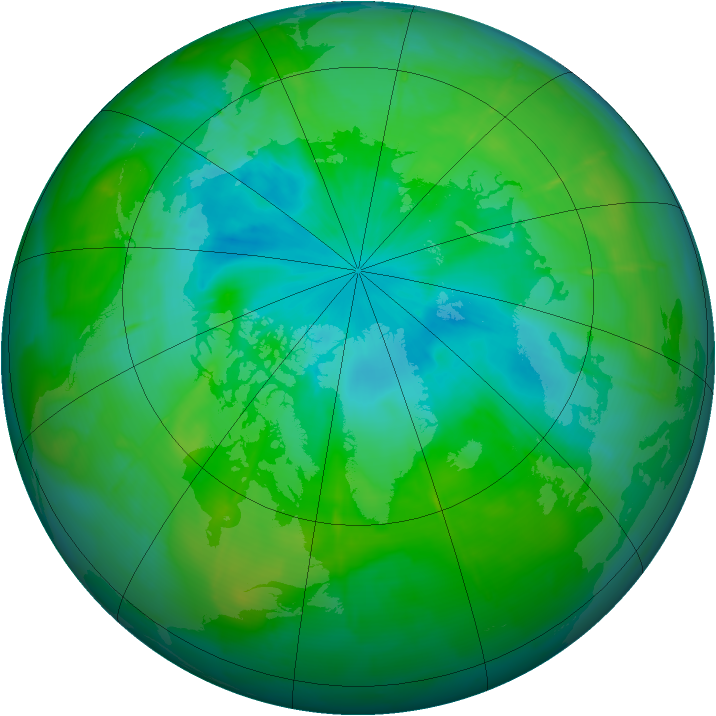 Arctic ozone map for 07 August 2009